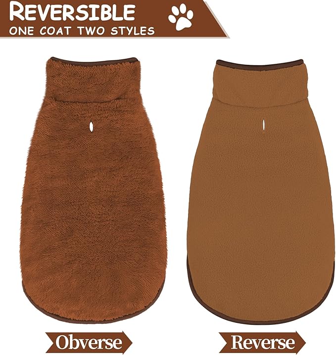 Malier Dog Winter Coat, Reversible Fleece Dog Cold Weather Coats, Windproof Warm Snow Puppy Jacket Vest Pet Clothes for Small Medium Large Dogs (Brown, XXX-Large)