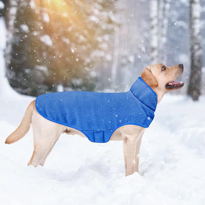Malier Dog Winter Coat, Reversible Fleece Dog Cold Weather Coats, Windproof Warm Snow Puppy Jacket Vest Pet Clothes for Small Medium Large Dogs (Blue, Small)