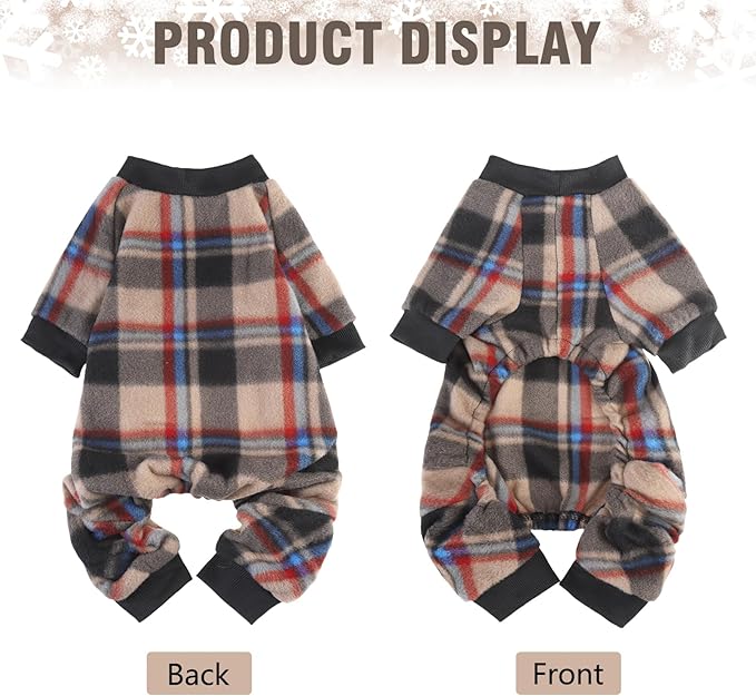 SCENEREAL Fall Dog Pajamas for MediumSized Dogs - Soft, Warm Thanksgiving Puppy Sweatershirt Clothes, Holiday Onesie Outfits for Doggie Winter Christmas - Dog Jammies Pjs, Brown