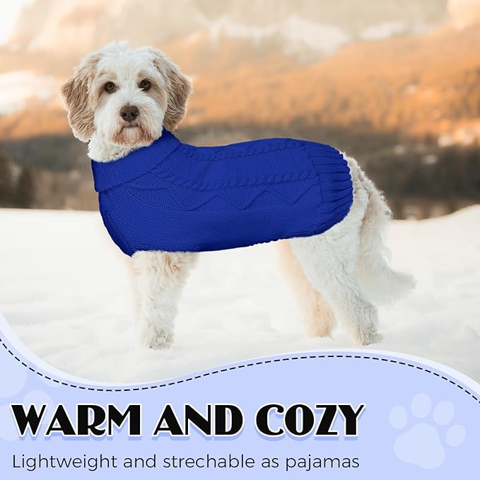 Dog Sweaters for Small Medium Large Dogs Girl, Soft Warm Turtleneck Pup Dogs Shirt, Double Knitting Collar for Outdoor Playing, Warm Dog Clothes (M,Royal Blue)