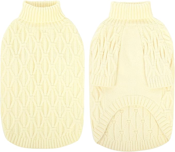 Queenmore Dog Sweaters for Large Dogs Girls Boys,Warm Pullover Extra Large Dog Sweater,Dogs Christmas Sweaters,Classic Turtleneck Thick Clothes for Extra Large Pets, Pitbull, Boxer(Beige,2XL)