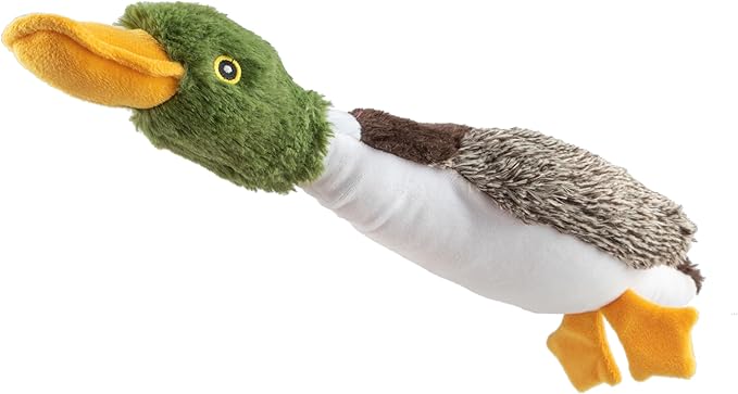 Best Pet Supplies Interactive Squeaky Dog Chew Toy, Ideal Dog Toys for Chewers, Small, Medium & Large Dogs, and Fetch Lovers - Mallard Duck (Brown), Small