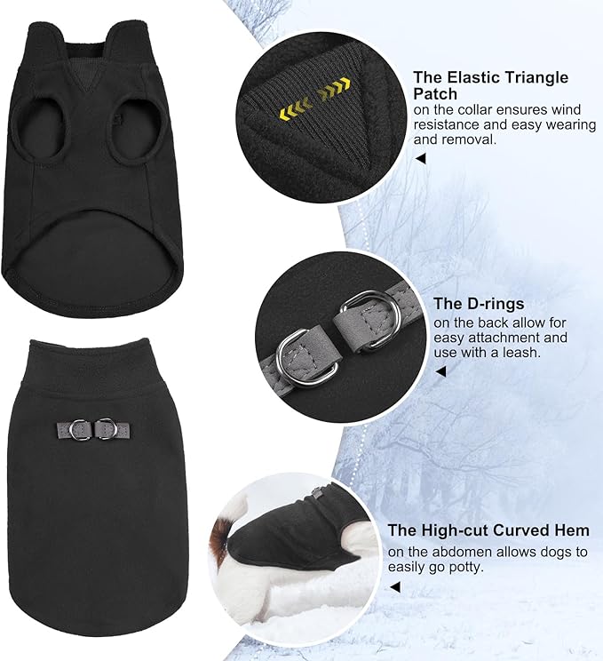 BEAUTYZOO Dog Fleece Vest Sweater Winter Jacket for Large Dogs with D-Ring Leash Cold Weather Coat Hoodie for L Dogs Boy or Girls