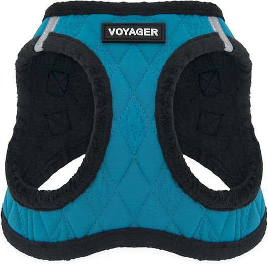 Best Pet Supplies - All Weather Mesh / Plush, Reflective, No Pull Harness for Small, Medium Dogs, Cats - Secure with Hook & Loop Fastener, Buckle, Double D-Rings - Turquoise Plush, XL