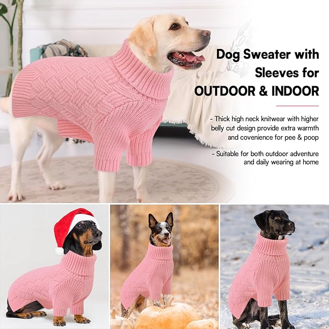 KOESON XXL Dog Sweater for Large Dogs, Extra Large Dog Christmas Sweater, Thick Warm Xmas Sweaters for Big Dogs, Pet Winter Apparel for Labrador, Golden Retriever, Doberman, Pitbull, Pink, XXLarge