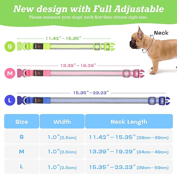 YFbrite Full Adjustbale LED Dog Collar, Full Illuminated Light up Dog Collars, Reflective Dog Collar Light Glowing in The Dark for All Dogs Safety (Large, Green-2)