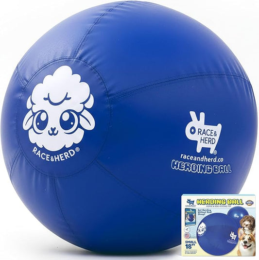 Race&Herd 18" Original XXL Herding Ball for Dogs - Giant Herding Dog Ball Australian Shepherds, Herding Toys, Dog Training Toy for Small Breeds, Dog Toy for Outdoor Play (for Small Dogs, Blue)