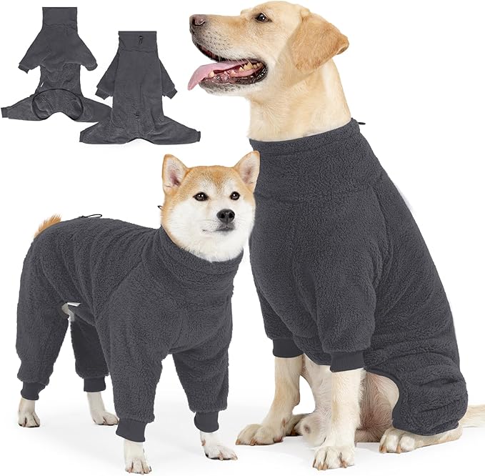 Fleece Dog Sweater for Small Medium Large Dog for Run Walk Sleep Pet Winter Jacket & Windproof Clothes Coat XL Grey