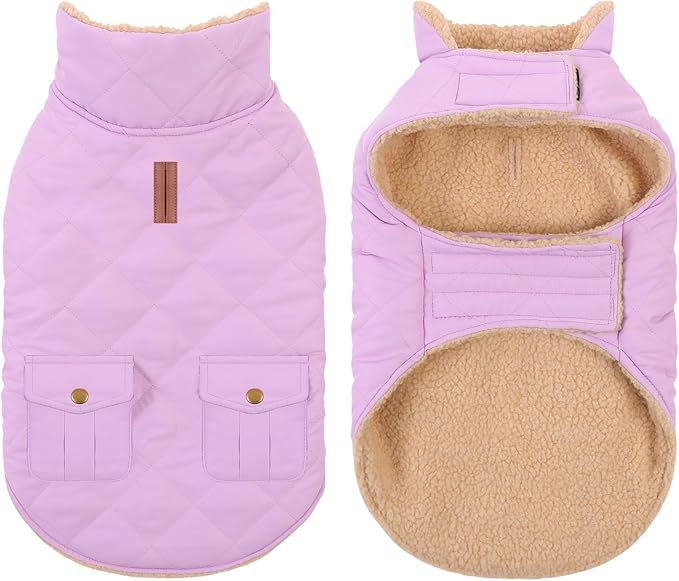 Large Dog Winter Jacket, Pet Warm Windproof Coat Dogs Cold Weather Coats Snow Jacket Pets Clothes, Golden Retriever, Labrador Retriever, Husky, Lilac L