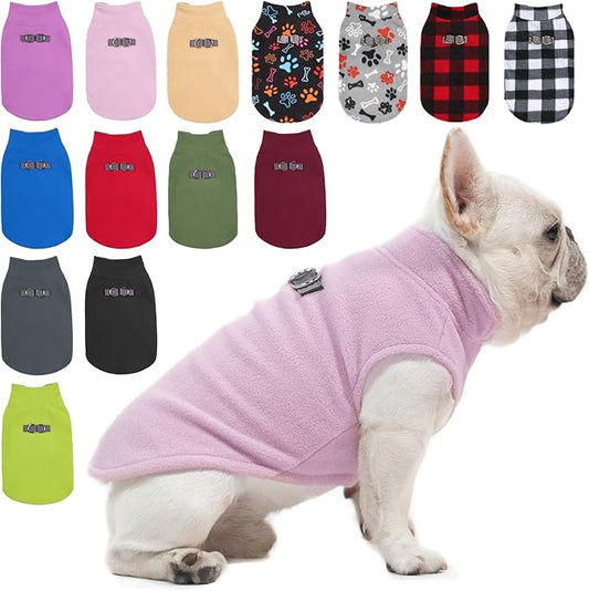 BEAUTYZOO Dog Fleece Vest Sweater Winter Jacket for Small and Medium Dogs with D-Ring Leash Cold Weather Coat Hoodie for XS S M Dogs Boy or Girls, Large