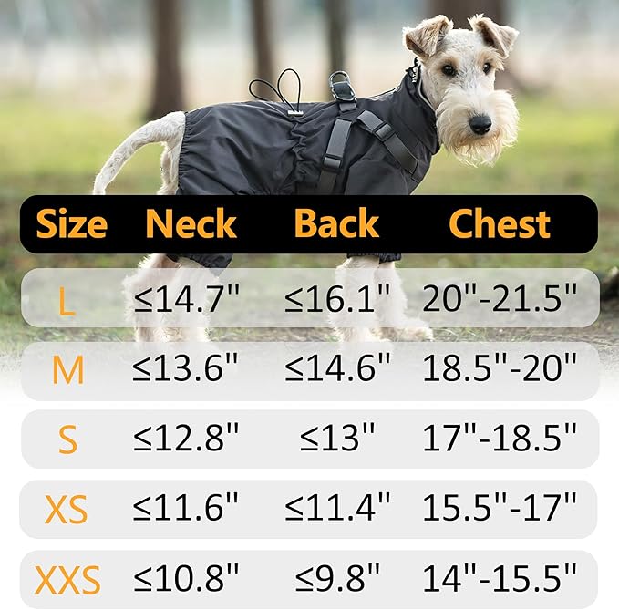 Mile High Life Waterproof Dog Raincoat, Full Coverage Small Dog Rain Coat with Harness, Adjustable 4 Legs Puppy Rain Jacket with Reflective Strip and Elastic Cuffs (Black, M Back Length 14.6")