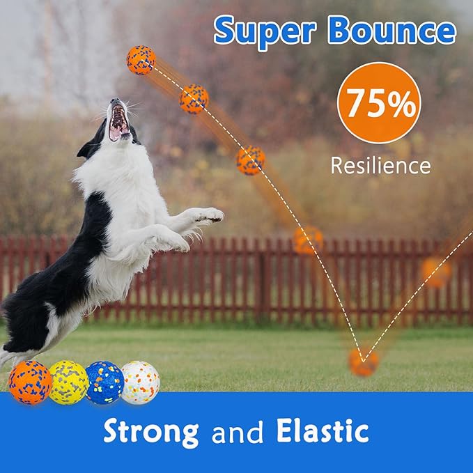 2Pcs Super Bouncy Dog Balls, Fun Indestructible Tennis Balls for Aggressive Chewers, Durable Floating Fetch Toys for Medium and Large Dogs with Lifetime Replacement