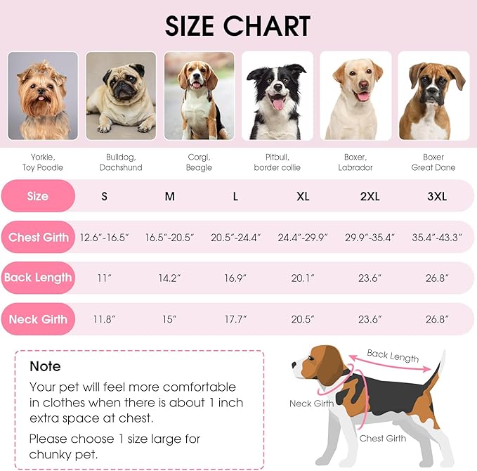 Queenmore Dog Coats for Large Breeds, Doggie Snow Jacket, Adjustable Easy On Dog Winter Jacket for Large Dogs, Waterproof Cold Weather Pet Coat, Pink, L