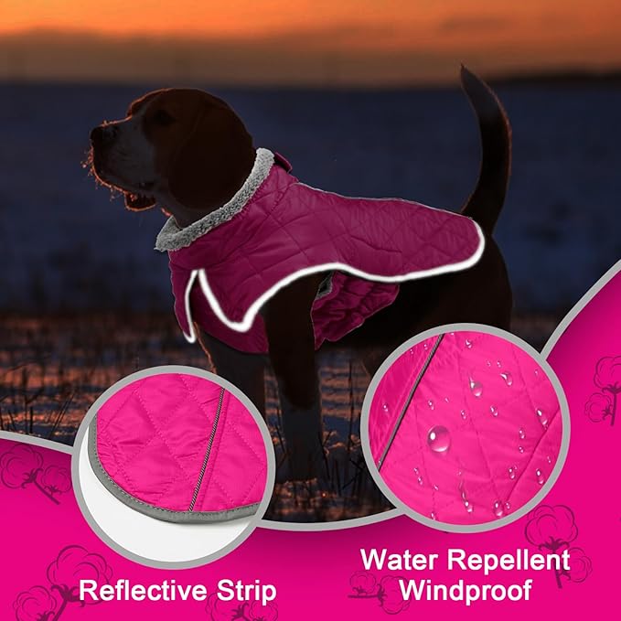 Fragralley Dog Winter Coat, Waterproof Windproof Reflective Fleece Jacket with Harness Hole, Warm Snow Vest for Small Medium Large Dogs, Ideal Gifts
