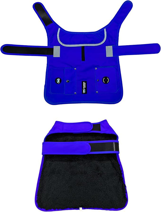 Joyride Harness FrostFlex Dog Winter Jacket - Fleece Lined & Water-Resistant - Snowsuit with Pockets for Treats & Poop Bags - Durable Cold Weather Dog Coat - Blue Serenity-XXL