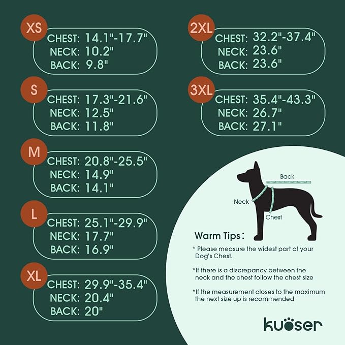 Kuoser Dog Puffer Jacket Warm Dog Coat for Medium Large Dogs, Windproof Reflective Pet Padded Vest Cold Weather Clothes Puppy Snowsuit with Hook & Loop Coats, Easy On/Off, Blue L
