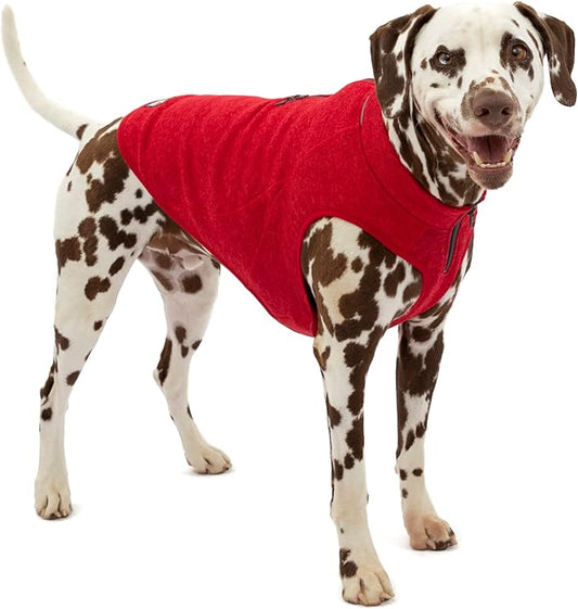 Kurgo Core Sweater - Cold Weather Dog Outfit - Cozy Knit Fleece Layer - Adjustable Neck Dogwear - Reflective Accents - Machine Washable Gear - Heather Red - Small