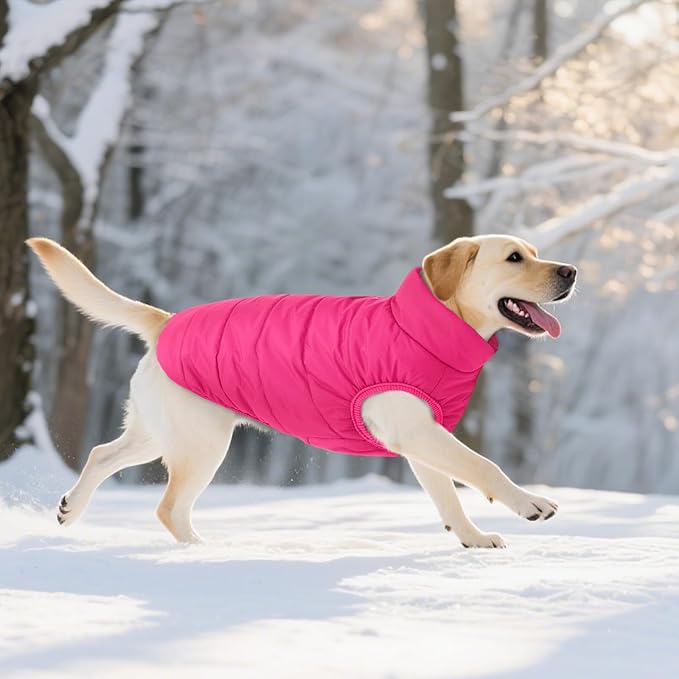 ASENKU Dog Winter Coat - Waterproof Windproof Dog Jacket, Warm Snowproof Doggie Puffer Vest for Cold Weather, Lightweight Snow Coats for Small Medium Large Dogs(Pink, XS)