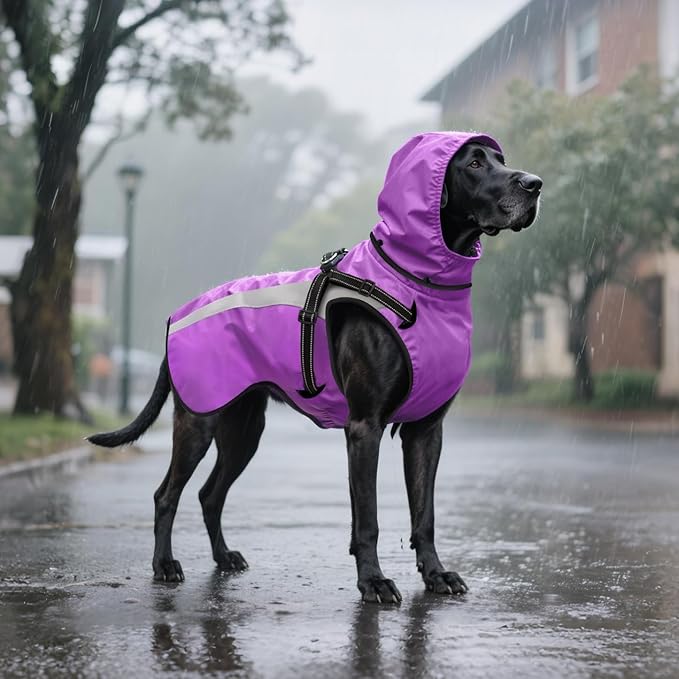 Mosucoirl Dog Raincoat Waterproof Raincoats for Dog Reflective Dogs Rain Jackets with Hood Hoodie Pet Rain Poncho Coat for Small Medium Large Dogs Puppies S-XXL (Purple, S)