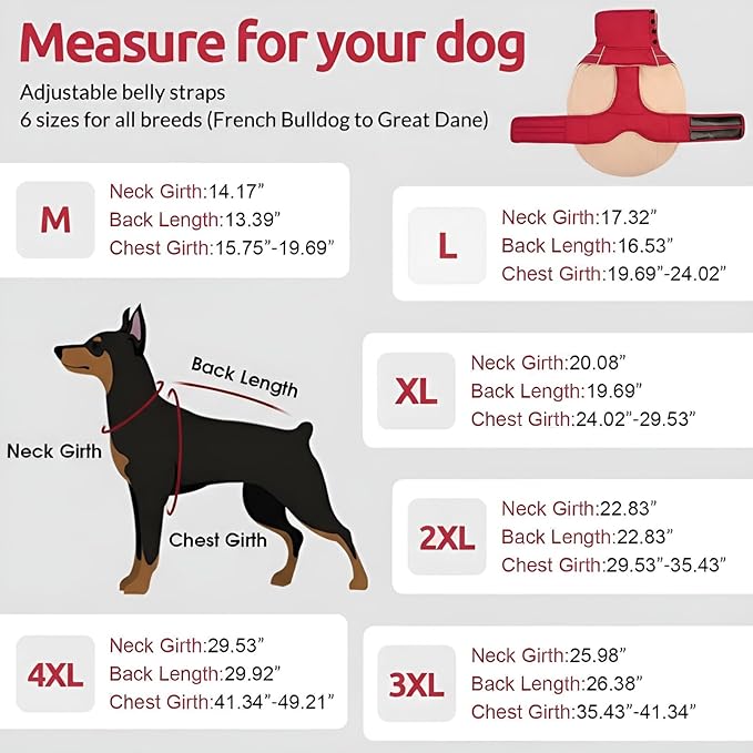 ASENKU Warm Dog Coat, Waterproof Dog Jackets for Medium Dogs with Reflective Fleece Vest Turtleneck with Button, Windproof Cold Weather Coats for Small Medium Large Dogs, Dark Red, M