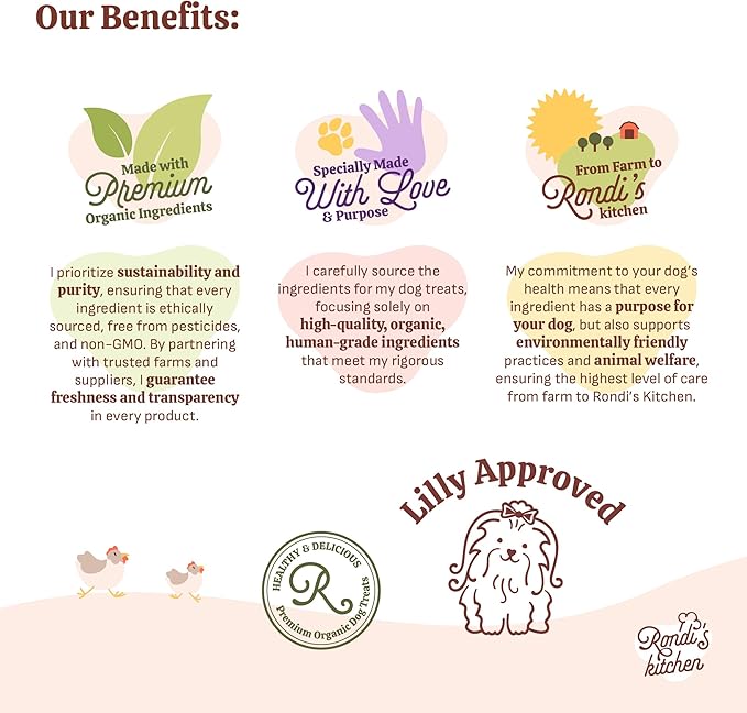 Rondi's Kitchen Lilly's Littles All-Natural & Organic Healthy Soft Dog Treats, Healthy Snacks for Small Dogs, Puppies, and Seniors, Tender Bite Cookies, Human Grade - Chicken & Peanut Butter