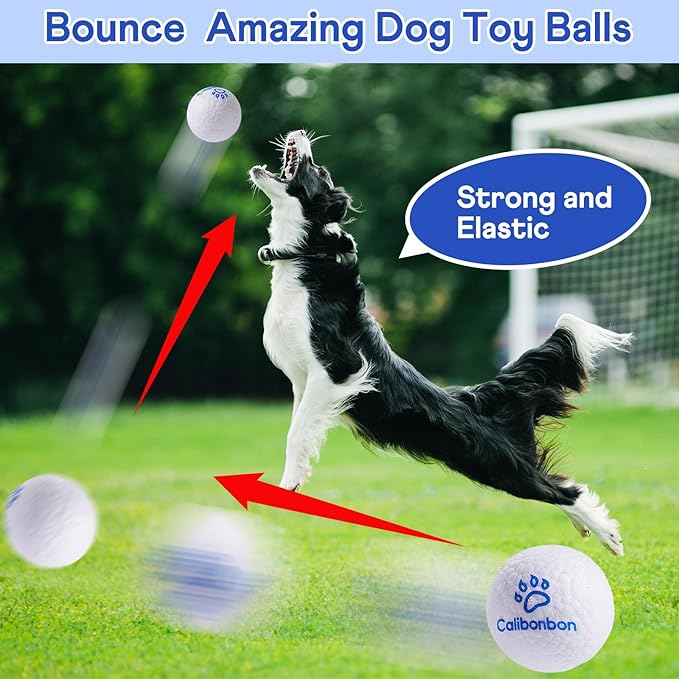 Durable Dog Chew Herding Balls - Indestructible Tennis Balls for Medium & Small Dogs -Teething Toys for Puppies -Interactive Bouncy Fetch Water Toys