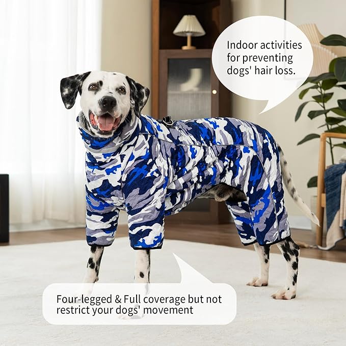 Four Legged Dog Winter Coat for Small Dogs, Warm Puppy Onesie Clothes Christmas, Reflective Turtleneck Dog Jacket with Buckles & D-Rings, Puffer Cold Weather Coat Zipper