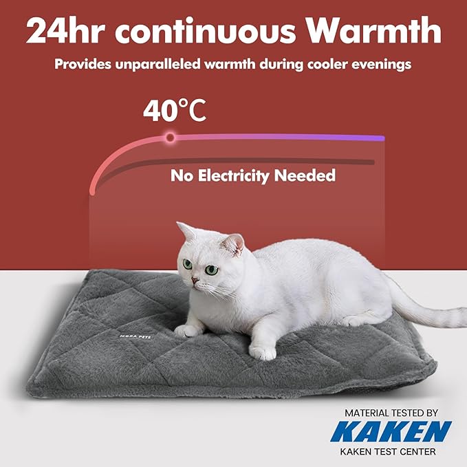 Mora Pets Self Heating Cat Bed Self Warming Cat Bed Thick Thermal Pet Bed Mat 36 x 24 Inches Removable Washable Cover for Outdoor Indoor Cats and Dogs Fur Grey Large