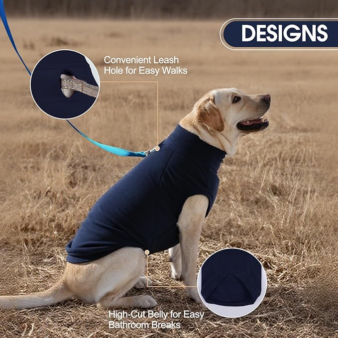 IECOii 2 Pack 2XL Fleece Dog Sweater, Warm Soft Sweaters for Large Dogs Boy Girl, Stretchy and Comfortable Fall & Winter Coats for Holiday, Daily Wear, Outdoor Playing (Size XXL, Blue & Red)