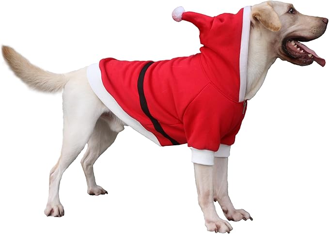 Santa Claus Father Christmas Costumes Clothes for Extra Large Dogs Hoodies Labrador Rottweiler Great Dane, Red, 6X-Large