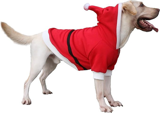 Santa Claus Father Christmas Costumes Clothes for Extra Large Dogs Hoodies Labrador Rottweiler Great Dane, Red, 6X-Large
