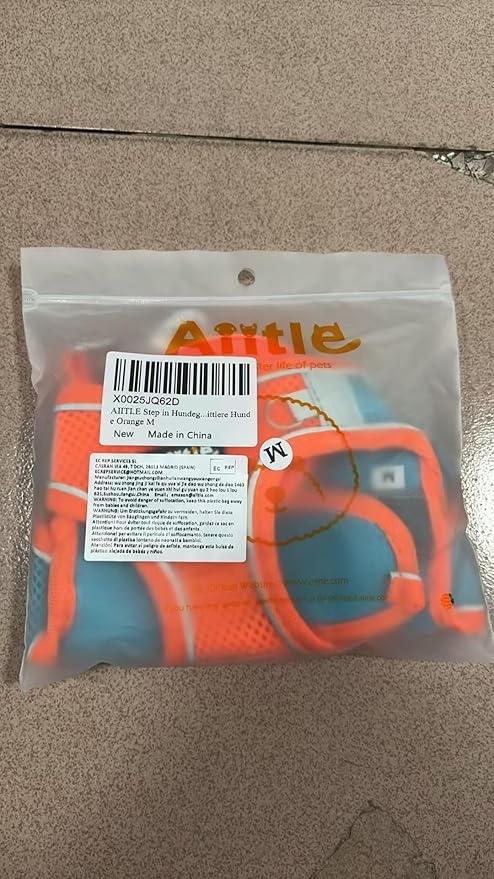 AIITLE Step in Dog Harness and Leash Set - Summer No Pull Escape Proof Vest Harnesses with Soft Mesh and Reflective Bands, Adjustable Pet Outdoor Harnesses for Small and Medium Dogs Orange M