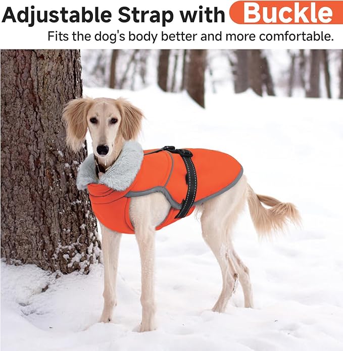 Lelepet Warm Dog Winter Coat Reflective Dog Jacket Fleece Vest Waterproof Windproof Cold Weather Coats with Adjustable Buckle Turtleneck Pet Snowsuit for Small Medium Large Dogs,Boxer,Pitbull,XXL