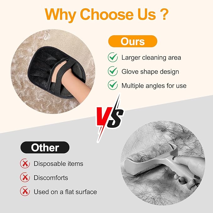 Pet Hair Removal Gloves - Electrostatic Pet Hair Removal Grooming Gloves,Reusable Cat & Dog Hair Remover for Couch, Furniture, Carpet, Curtain, Pet Grooming Mitt (1 PCS)