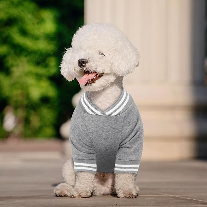 Dog Sweaters for Medium Dogs, Brushed Fleece Dog Sweater Baseball Jacket Soft Warm Pet Sweater Clothes Medium Sized Boy Girl Pet(Gray-M)