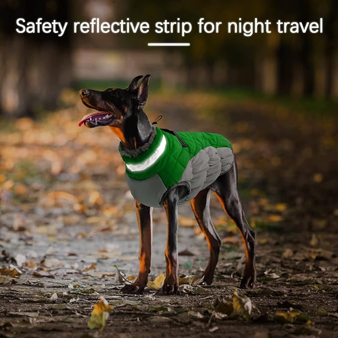 Dog Winter Jacket Cozy Reflective Waterproof Windproof Warm Pet Garment,Comfortable Cold Weather Fleece Apparel Outfits with Zipper Closure for Small Medium Large Dogs Puppy Walking,X-Large