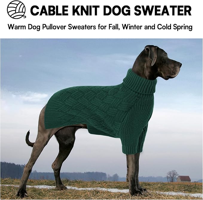 KOESON Small Dog Sweater Female and Male, Pullover Dog Sweater with Sleeves, Easy On Christmas Sweaters for Dachshund, Chihuahua, Pug, Yorkie, Warm Knitted Winter Apparel for Small Dogs, Green, S