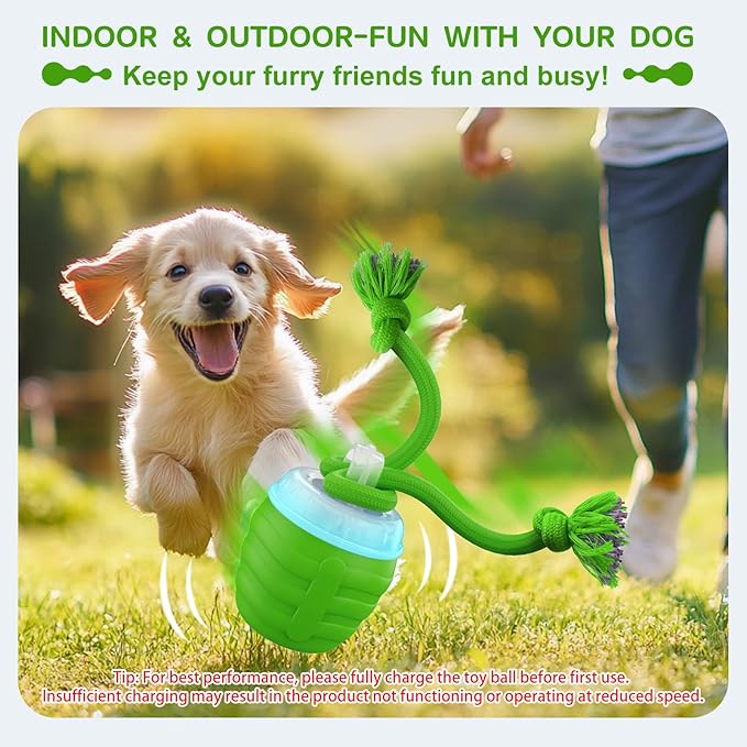 Interactive Dog Toys, [2025 Newly Upgraded] Interactive Dog Ball for Small Dogs, Automatic Moving Dogs Toy Wicked Ball for Boredom & Training, Play Music, USB Rechargeable(Green)