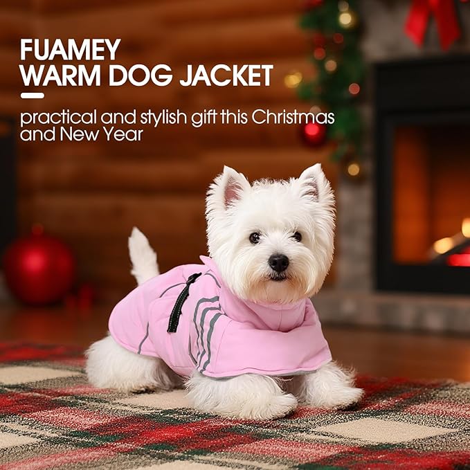 FUAMEY Dog Cold Weather Coats,Dog Winter Jackets for Large Dogs Warm Dogs Coat with Reflective Strips Waterproof Pet Snowsuit Thick Paded Pets Vest for Weimar German Shepherd Pink 3XL
