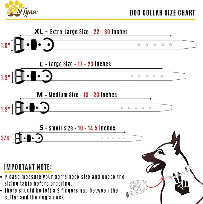 ADITYNA Heavy-Duty Leather Dog Collar for Large Dogs - Soft Padded for Comfort - Blue Dog Collar for Walking, Training, and Hiking
