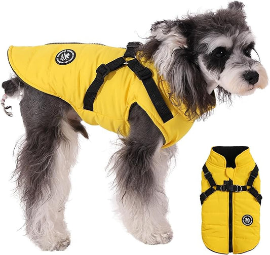 Norbi Dog Winter Coat With Built-in Harness - Adjustable Warm Jacket for Small, Medium, Large Dogs in Cold Weather