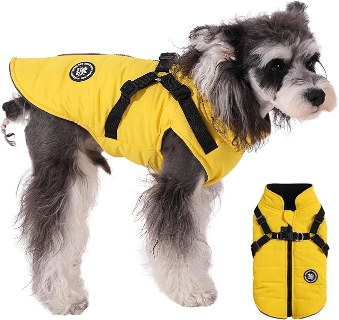 Norbi Dog Winter Jacket with Built-in Harness - Adjustable Warm Coats for Small to Large Dogs - Cold Weather Protection