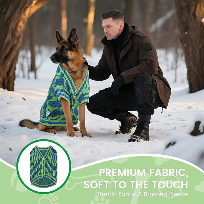 Pet Sweaters for Dogs Boys and Girls, Dynamic Letter Patterned Dog Sweater,Dog Cardigan,Pet Clothes,Pet Knitted Clothing,Fit for Different Seasons and Kinds of Dogs (Green XS)