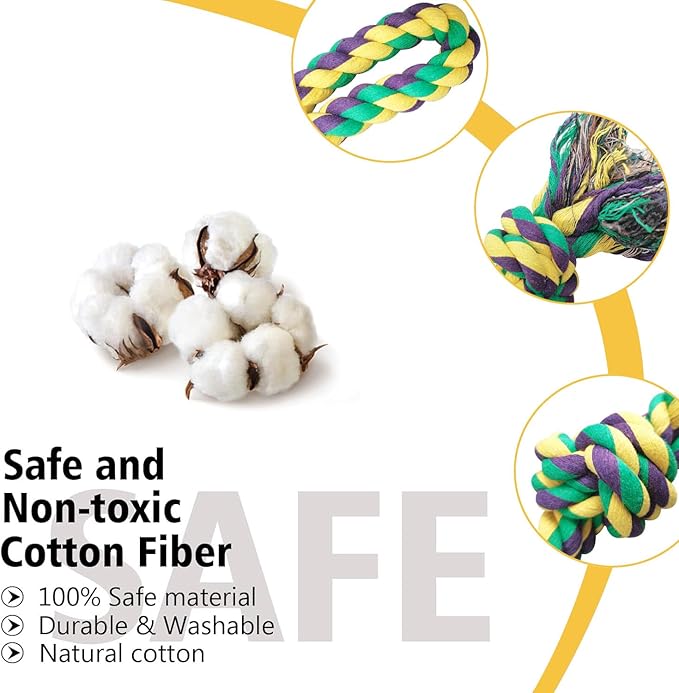2 Pack Dog Rope Toy for Large Breed Aggressive Chewers, Nearly Indestructible Chew Rope Tug of War Toy, Interactive Toy for Boredom, Teeth Cleaning (390g/each, 55cm)