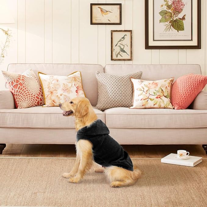 EXPAWLORER Dog Hoodie Fleece Sweater Vest, Hooded Dog Sweatshirt Fall Winter Pet Clothes with Leash Ring, Sleeveless Warm Cozy Puppy Clothing for Cat Small Medium Large Dogs Girl Boy, Black M