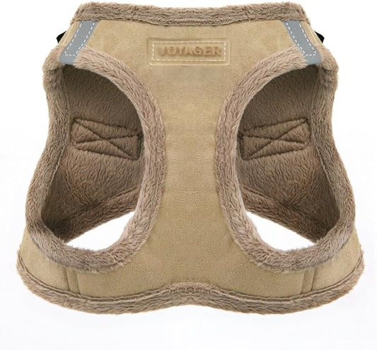 Voyager Step-In Plush Dog Harness – Soft Plush, Step In Vest Harness for Small and Medium Dogs by Best Pet Supplies - Harness (Latte Suede), S (Chest: 14.5 - 16")