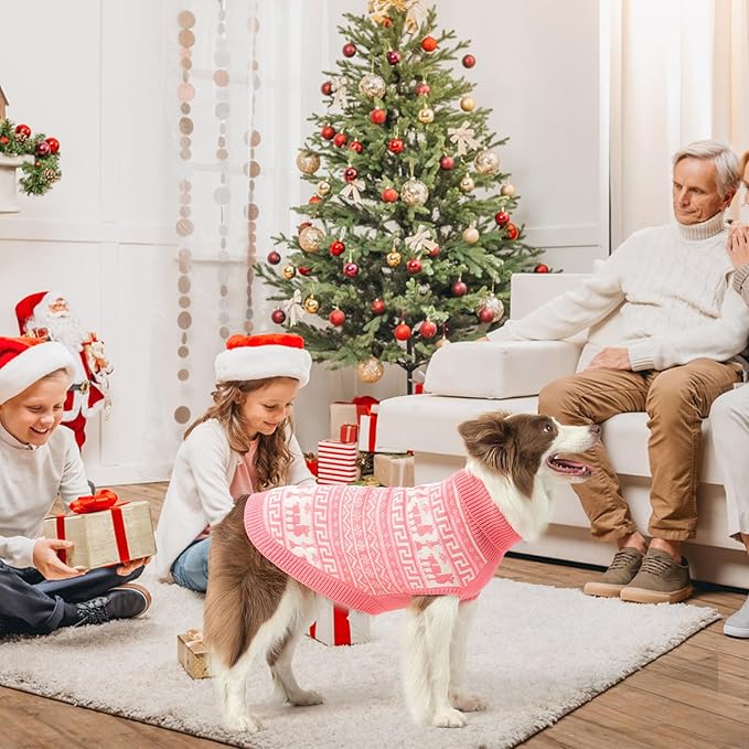 SCENEREAL Turtleneck Dog Sweater for Small Medium Large Dogs Girls Boys, Knit Pet Pullover Puppy Clothes Cold Weather Coats, Holiday Outfits Sweatshirt for Christmas, Pink XS
