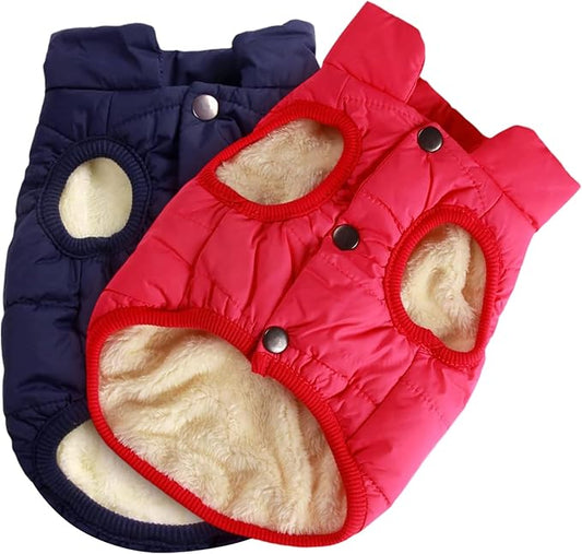 Syhood 2 Pieces Dog Jacket 2 Layers Fleece Lined Dog Jacket Warm Soft Windproof Small Pet Coat for Winter Cold Weather(M, Navy,Pink)
