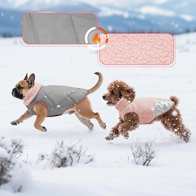 EMUST Dog Feece Jacket, Soft Dog Vest Warm Cold Weather Coats for Small Medium Dogs Boy or Girl for Fall Winter, Pink, L