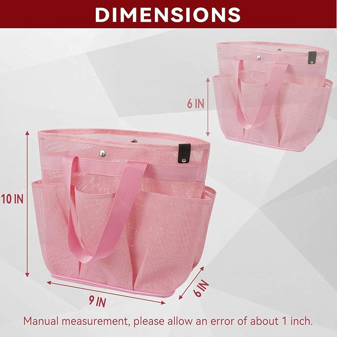 Mesh Horse Grooming Tote Bag Breathable Waterproof, 6 Pockets Horse Grooming Kit Tool Bags, Horse Cleaning Caddy Box for Cleaning Supplies, Pet Grooming Organizer for Horse Cow Cats, Pink